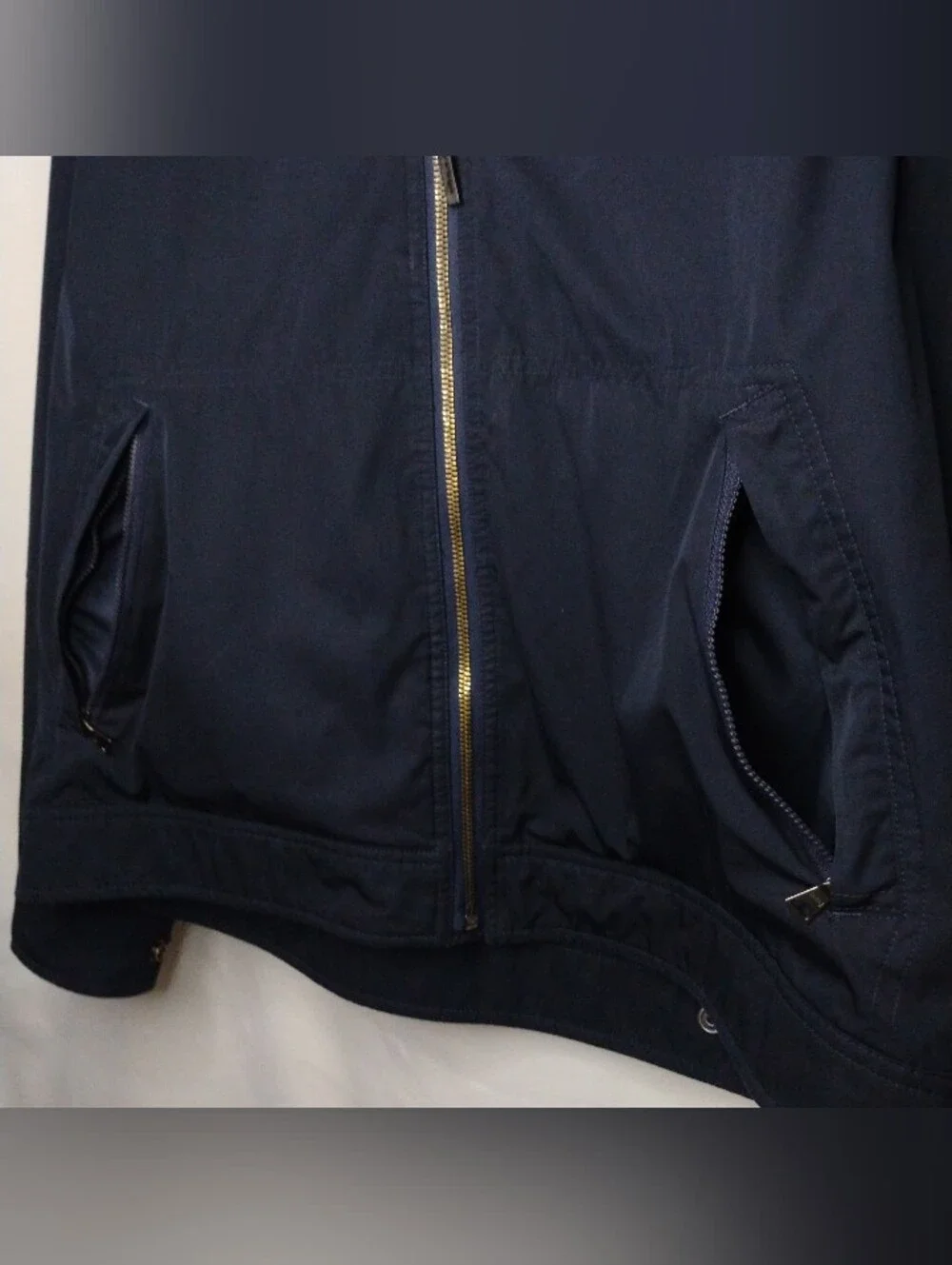 Vintage Mens L Polo Ralph Lauren Navy Hidden Hood Winter Coat Jacket Windbreaker